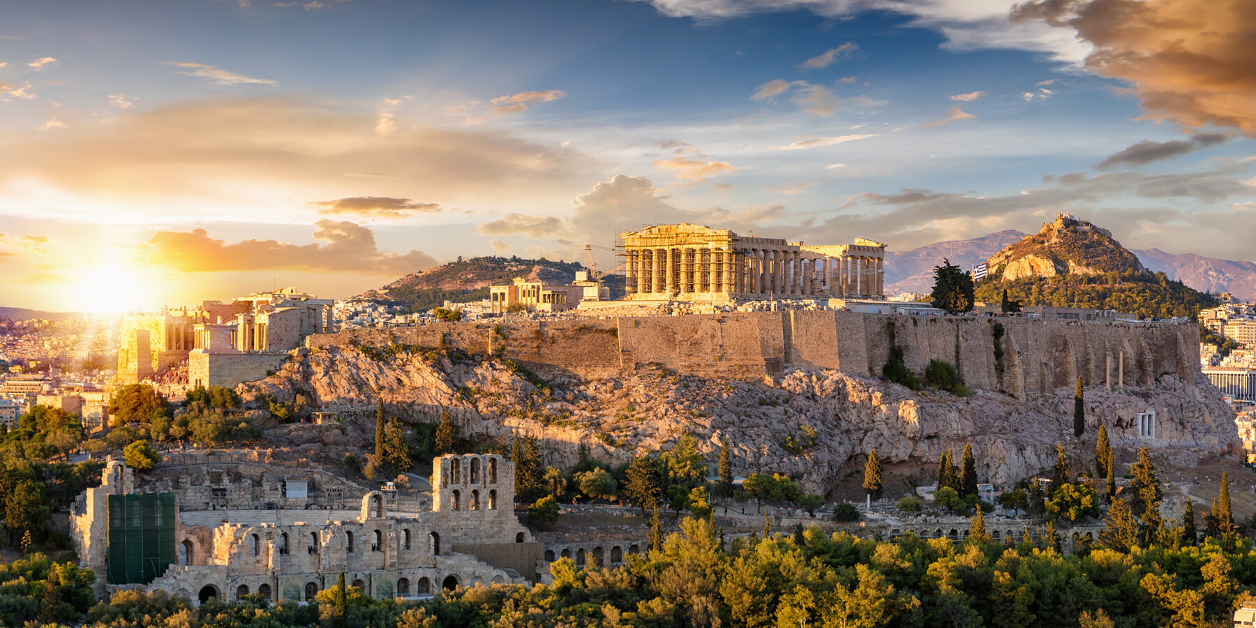 The,Acropolis,Of,Athens,,Greece,,With,The,Parthenon,Temple,On