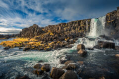 Thingvellir,Waterfall,Iceland.,Autumn,Landscape