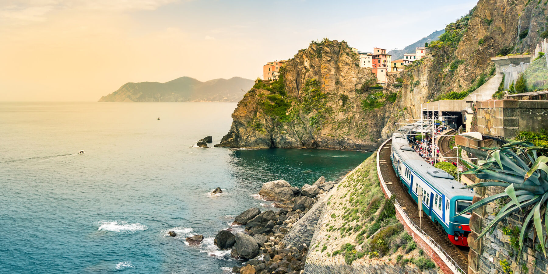 Manarola,,Cinque,Terre,-,Train,Station,In,Small,Village,With