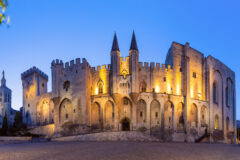 Panorama,Of,Palace,Of,The,Popes,And,Avignon,Cathedral,During