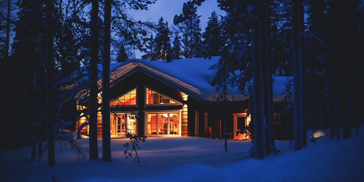 A,Cozy,Wooden,Cabin,Cottage,Chalet,House,Covered,In,Snow